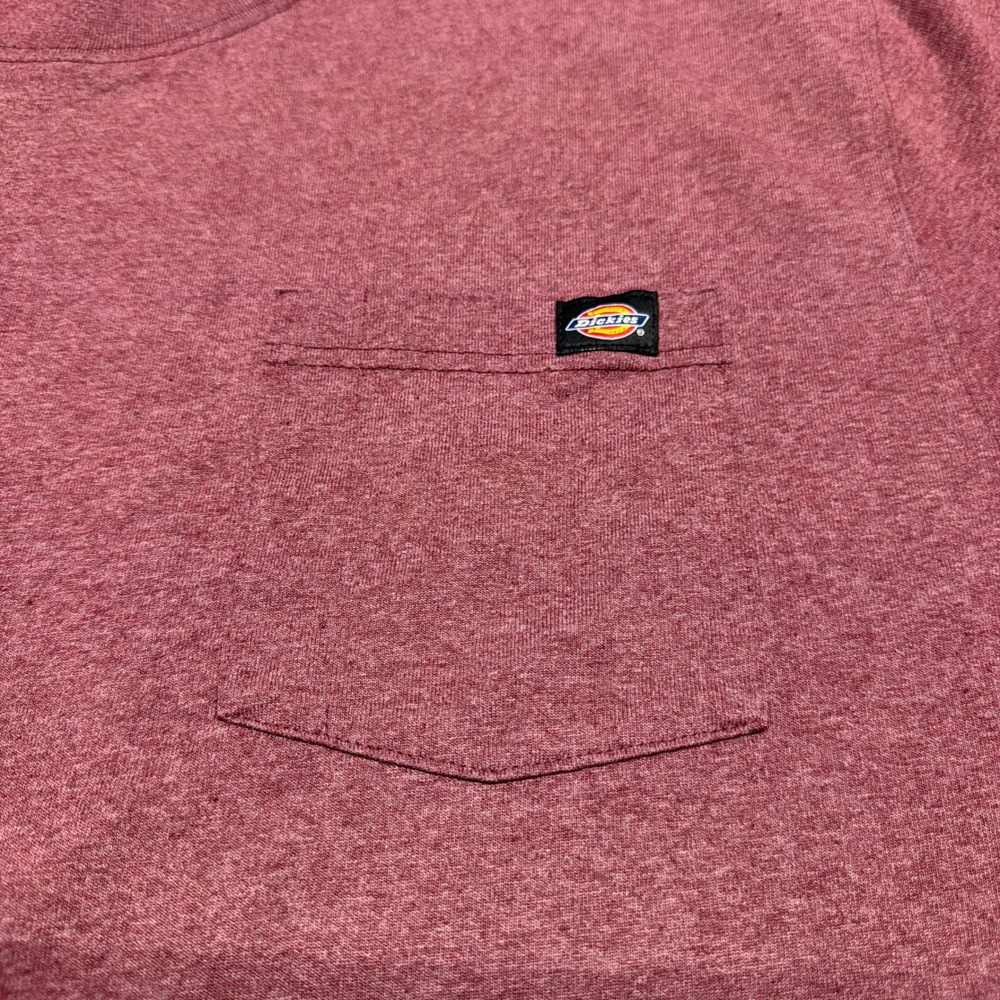 Dickies Pocket T-Shirt Mens XL Burgundy Heather Short Sleeve Boxy Fit Workwear - Picture 2 of 9